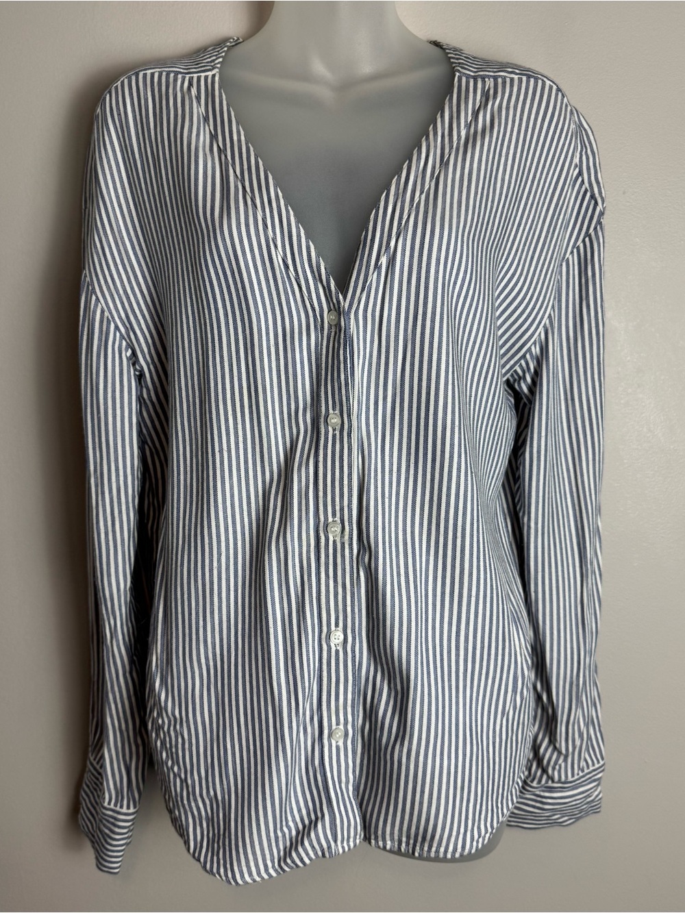 Treasure & Bond Blue and White Striped Button Down Shirt Size Small